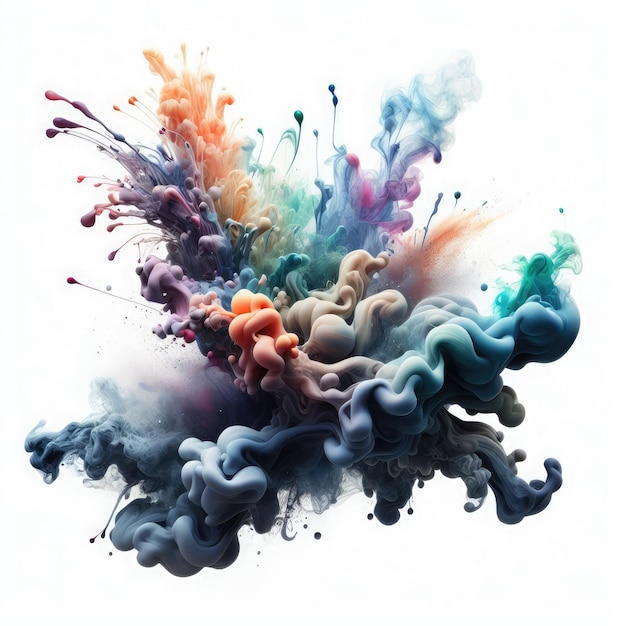 Abstract colorful ink paint splash Watercolor splatter brush strokes powder explosion