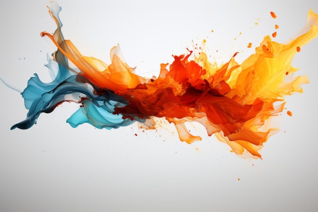 abstract colorful ink splash on a white background