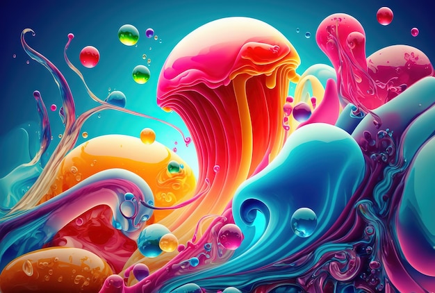 Abstract colorful jellyfish background Generative AI