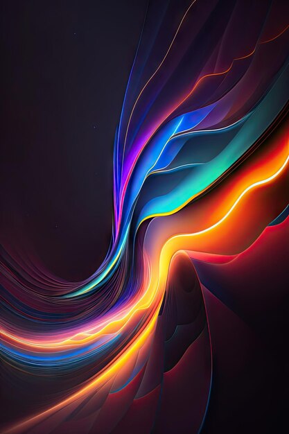 Abstract colorful lightning on a dark background Glowing fractal shapes Fantasy light background