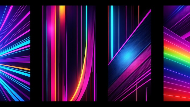 Abstract colorful lines on black background