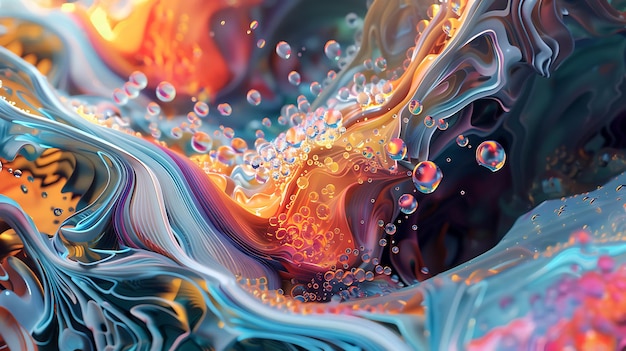 Abstract colorful liquid 3d render