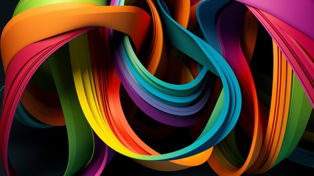 Abstract colorful looped bg modern art glow particles and lines Ornamental texture rainbow gradient color Beautiful topography concept generative AI