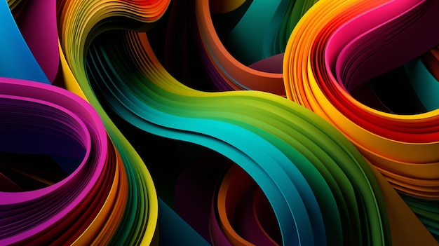 Abstract colorful looped bg modern art glow particles and lines Ornamental texture rainbow gradient color Beautiful topography concept generative AI