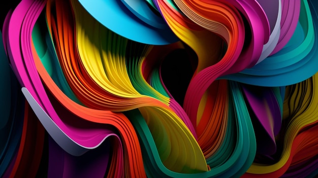 추상 다채로운 루프 bg 현대 미술 글로우 입자 및 라인 장식 텍스처 무지개 그라데이션 색상 아름다운 지형 개념 생성 AI