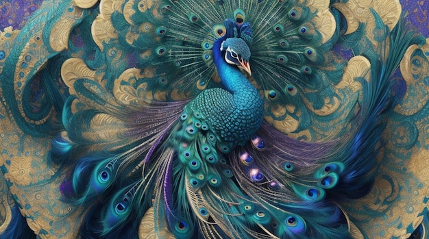 孔雀の抽象的なカラフルな色とりどりのアートワーク