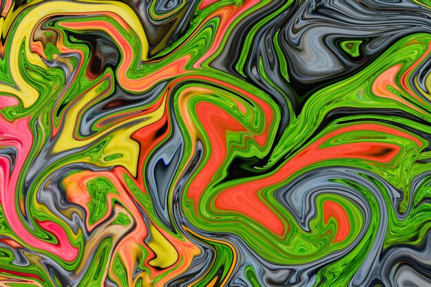 抽象的なカラフルな色とりどりの背景流体アート液体オイル パターンの背景混合色