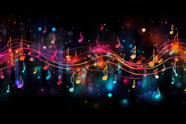 Абстрактный красочный музыкальный фон с нотами