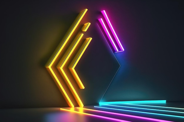 abstract colorful neon arrows background illuminated with glowing colored light generative ai light