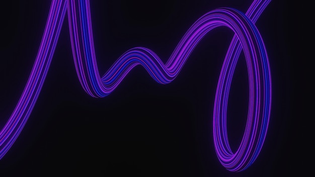 Abstract colorful neon glowing light background Speed light illuminated Florescent on the dark scene Curvy moving line shape 3D render