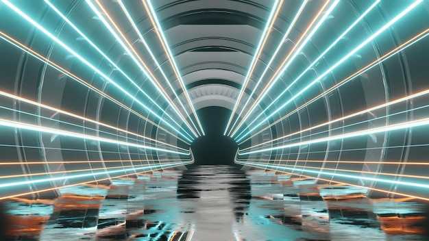 abstract colorful neon glowing light background speed light illuminated florescent on the dark scene curvy moving line shape 3d render