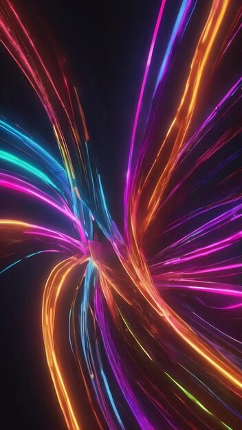 Abstract colorful neon glowing light background speed light illuminated florescent on the dark scene