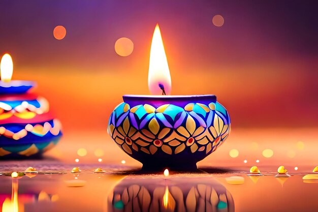 Abstract colorful oil lamp diwali festival celebration illustration holiday background