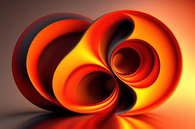 Abstract colorful orange fiery shapes digital fractal art 3d rendering