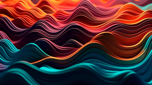 Абстрактный красочный поток краски Волна жидкой формы Фон с плавным градиентом Генеративный AI