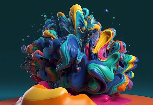 Abstract colorful paint graphic on a dark background Generative AI