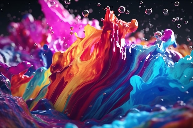 Abstract Colorful Paint Ink Explode Diffusion Psychedelic Blast Movement