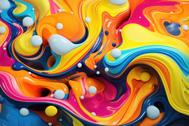 Abstract colorful paint Liquid paints in blending flow mixing together gently AI generated illustration