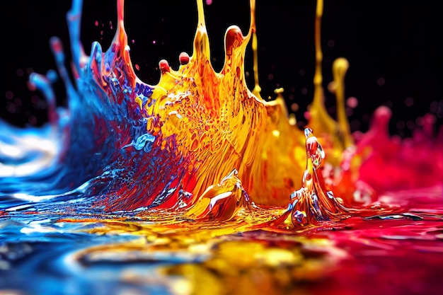 Abstract Colorful paint splashing isolated background