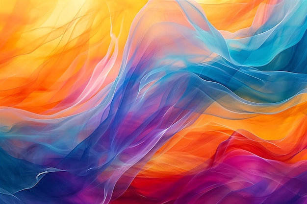 Abstract Colorful Paint Swirls and Waves Background