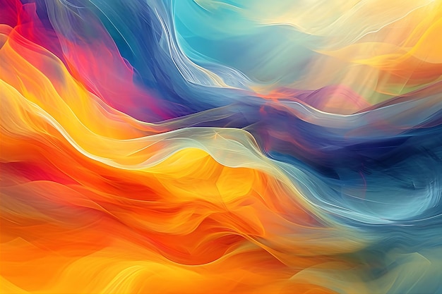 Abstract Colorful Paint Swirls and Waves Background