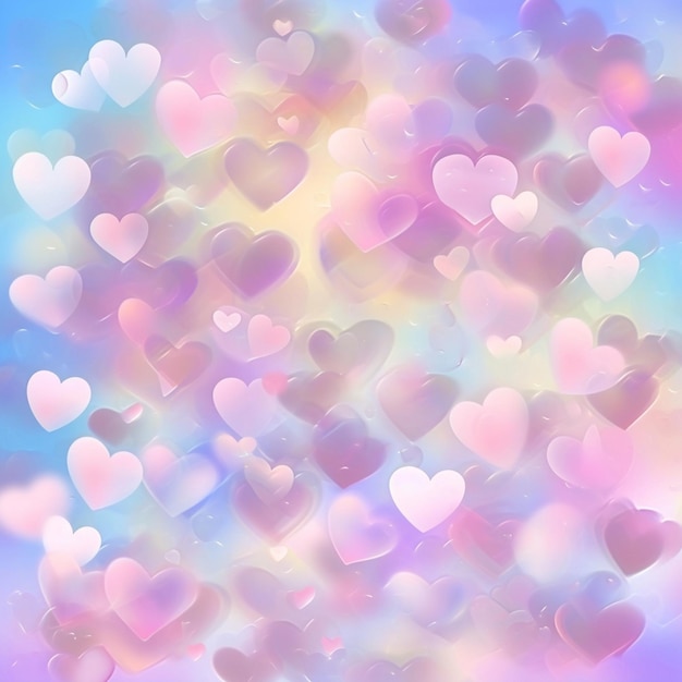 Abstract colorful pastel background with hearts Generative Ai