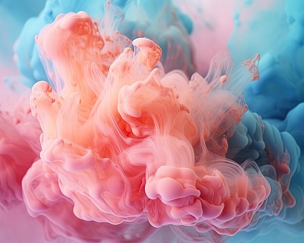 Photo abstract colorful pastel color cloud background colorful ink diffusion in water generative ai