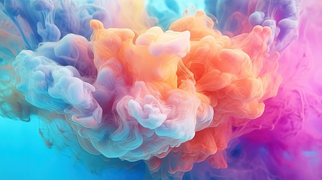 Abstract colorful pastel color cloud background Colorful Ink Diffusion in Water Generative AI