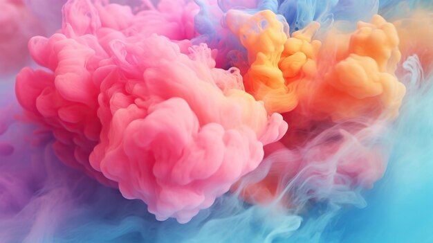 Photo abstract colorful pastel color cloud background colorful ink diffusion in water generative ai