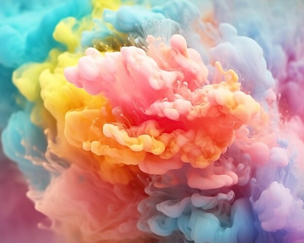 Photo abstract colorful pastel color cloud background colorful ink diffusion in water generative ai