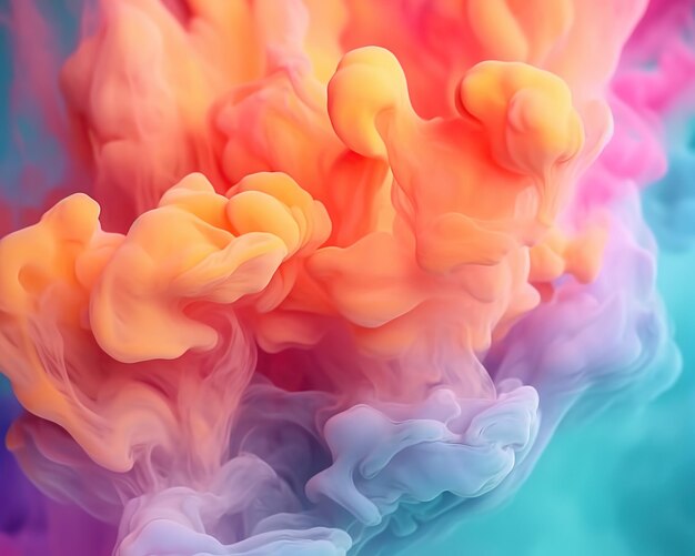 Photo abstract colorful pastel color cloud background colorful ink diffusion in water generative ai