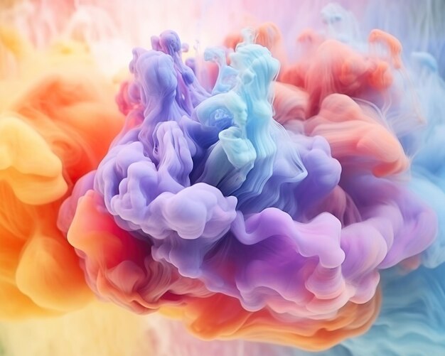 Abstract colorful pastel color cloud background Colorful Ink Diffusion in Water Generative AI