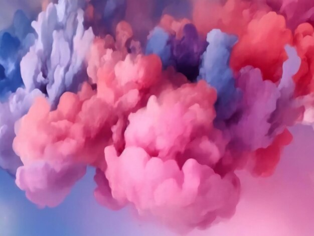 Фото Абстрактные красочные розовые мягкие пастельные цвета облачный фон разноцветные чернильные капли жидкости, созданные ai