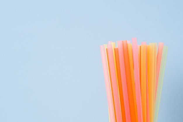 Abstract a colorful of plastic straws used for drinking water or soft drinks 