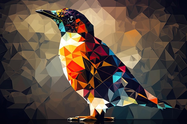 Abstract colorful polygon penguin ai generative