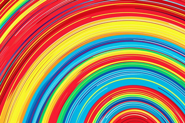 Abstract colorful rainbow background with circles and lines