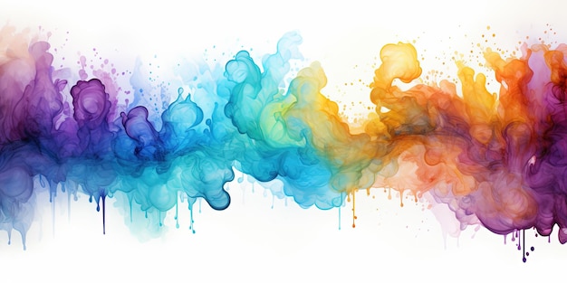 Photo abstract colorful rainbow color painting illustration texture watercolor splashes isolated on white background