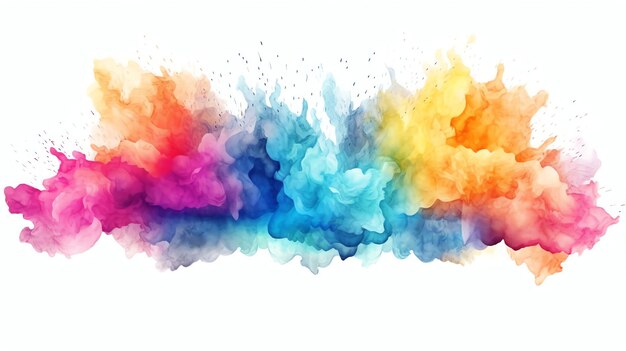 Abstract colorful rainbow color painting illustration watercolor splashes isolated on white backg