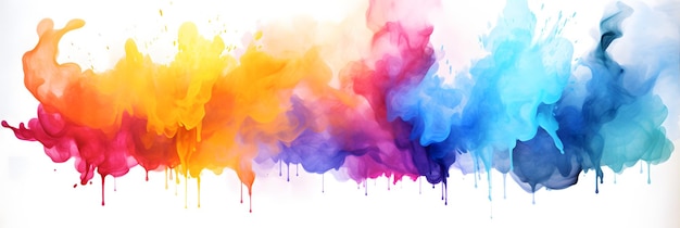 Abstract colorful rainbow color painting illustration watercolor splashes isolated on white