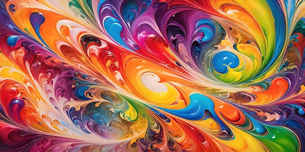 추상적 인 다채로운 오일 페인트의 무지개 액체 예술적 인 다채로운 액체 물결 모양의 소용돌이 흐름 패턴