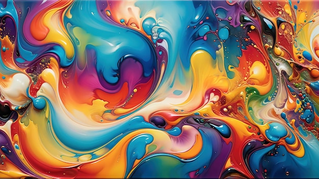 Photo abstract colorful rainbow fluid of oil paint artistic colorful liquid wavy swirl flow pattern