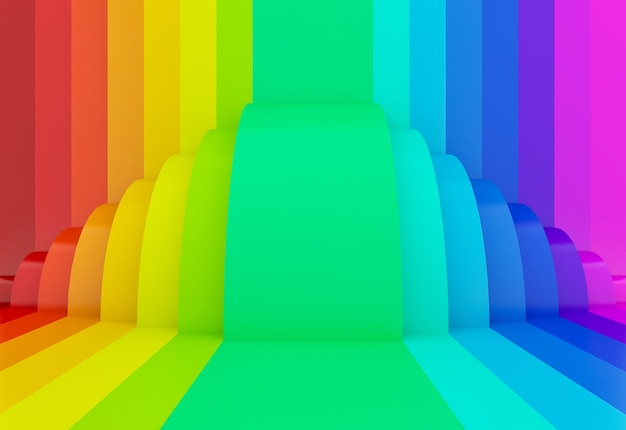 Abstract colorful rainbow perspective background,3d