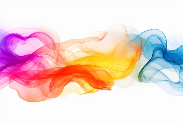 Photo abstract colorful rainbow smoke cloud on white background