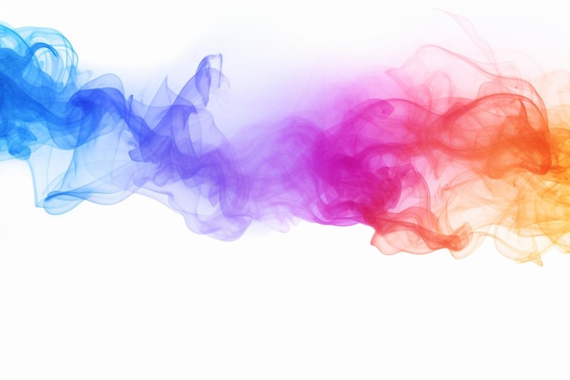 Abstract colorful rainbow smoke cloud on white background