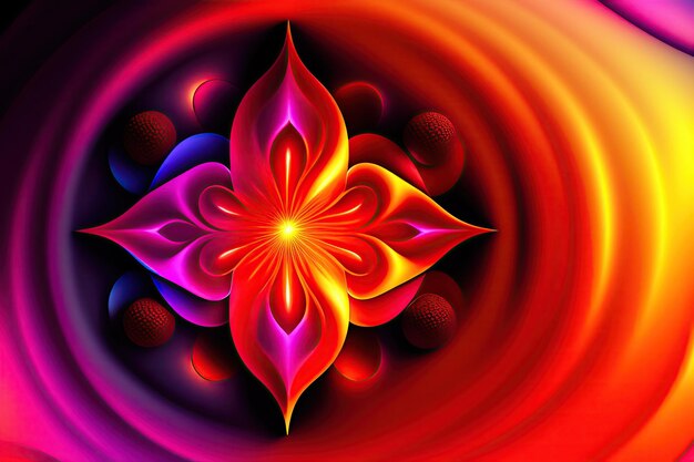 Abstract colorful raspberry fiery shapes fantasy light background digital fractal art