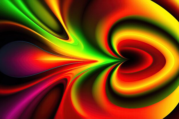 Abstract colorful red green and yellow fiery shapes Digital fractal art 3d rendering