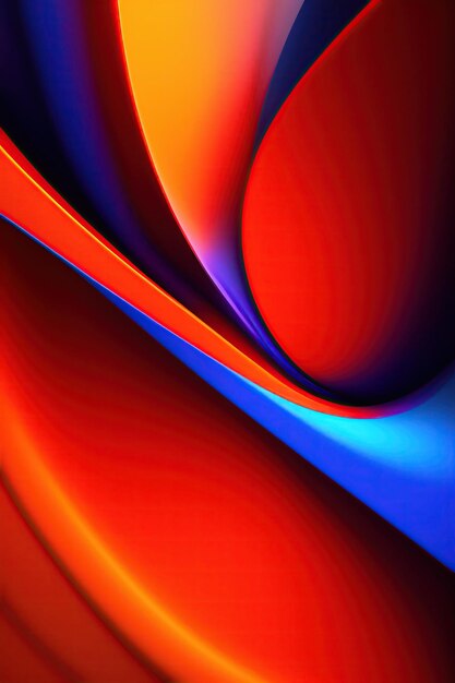 Abstract colorful red orange and blue shapes digital fractal art 3d rendering