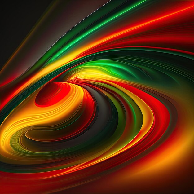 Abstract colorful red yellow and green fiery shapes fantasy light background digital fractal art