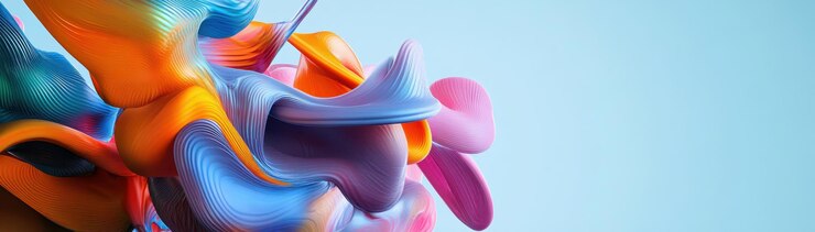 Фотография абстрактные красочные формы на светло-голубом фоне создают яркий и динамичный визуальный вид для m