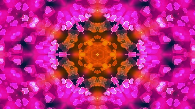 Abstract Colorful Shiny and Hypnotic Concept Symmetric Pattern Ornamental Decorative Kaleidoscope Movement Geometric Circle and Star Shapes